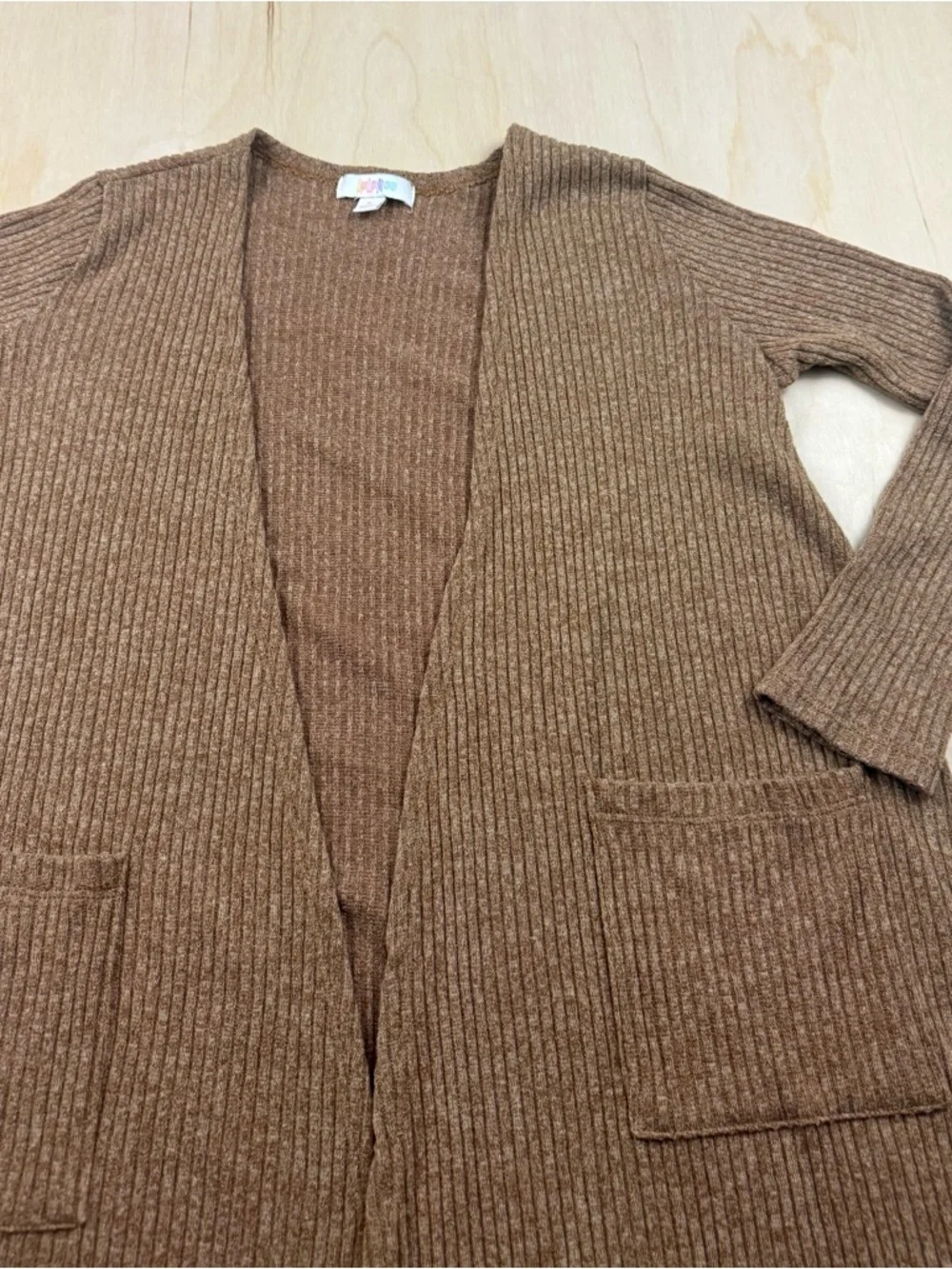 LuLaRoe Brown Ribbed Open Cardigan - Picture 2 of 3